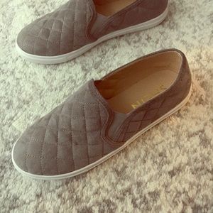 Grey slip ons